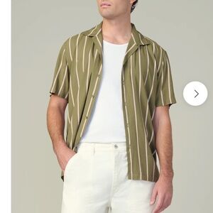 Joe's Jeans viscose striped camp shirt - Olive and White Striped NWT